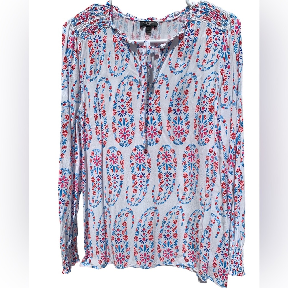 Talbots peasant blouse size large petite